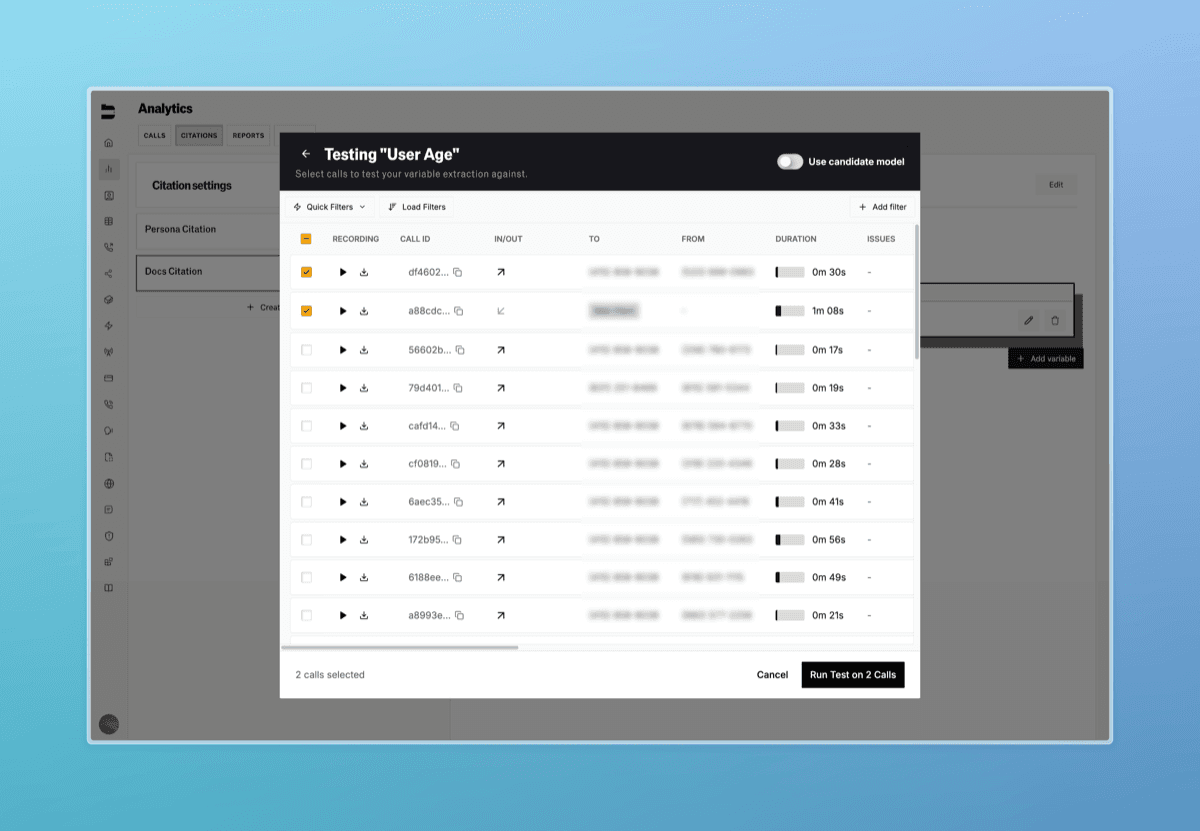 Call logs, citations, widget, and API improvements — screenshot 4
