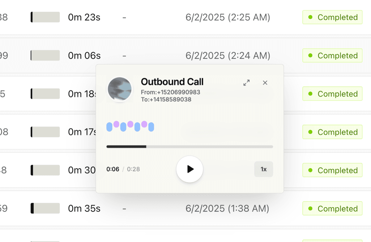 Call logs, citations, widget, and API improvements — screenshot 1