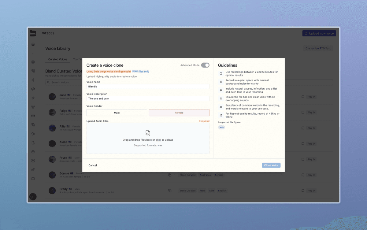 New TTS Engine & Voice Cloning (Beta) — screenshot 1