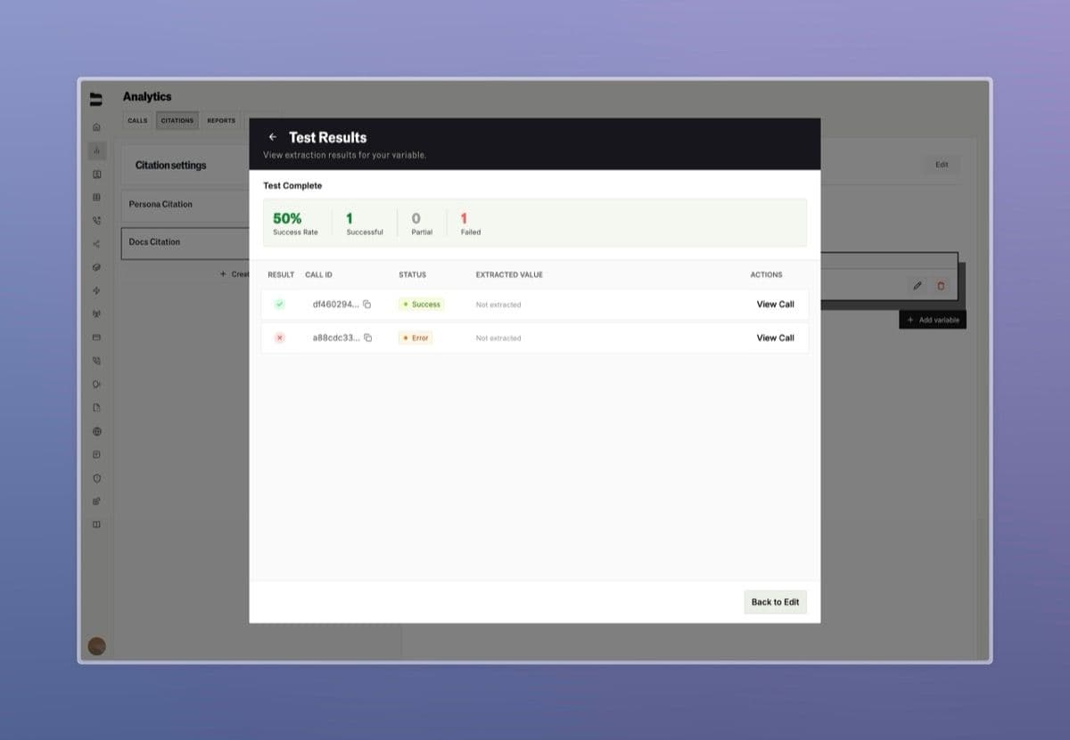 Call logs, citations, widget, and API improvements — screenshot 5
