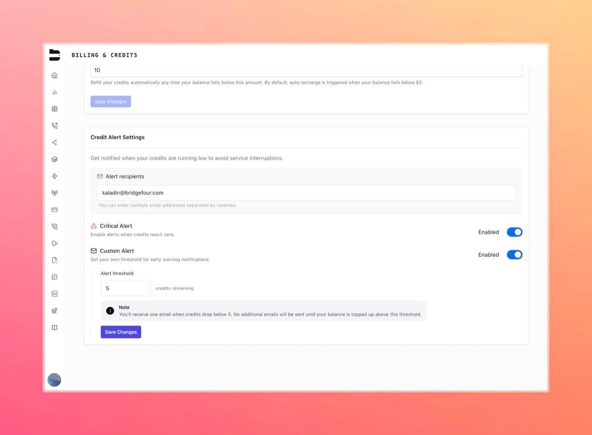 Credit Threshold Alerts — screenshot 1