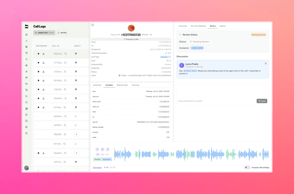 Call Reviewing System — screenshot 1